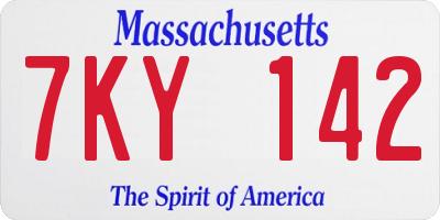 MA license plate 7KY142