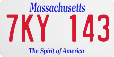 MA license plate 7KY143