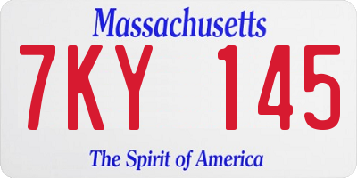 MA license plate 7KY145