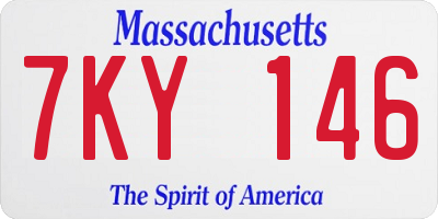 MA license plate 7KY146