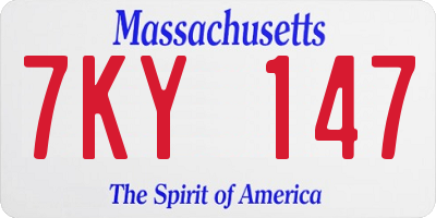 MA license plate 7KY147
