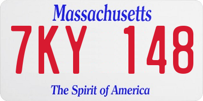 MA license plate 7KY148