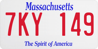 MA license plate 7KY149