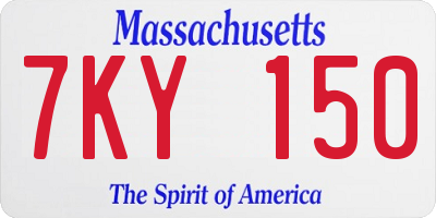 MA license plate 7KY150