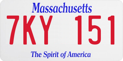 MA license plate 7KY151
