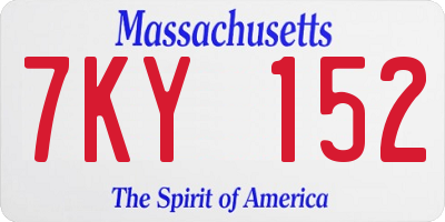 MA license plate 7KY152