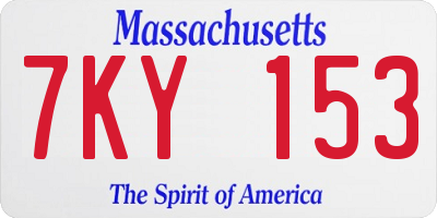 MA license plate 7KY153