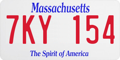 MA license plate 7KY154