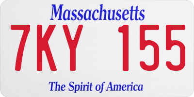 MA license plate 7KY155