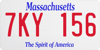 MA license plate 7KY156