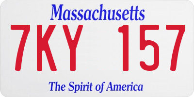 MA license plate 7KY157