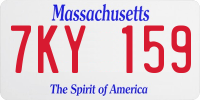 MA license plate 7KY159