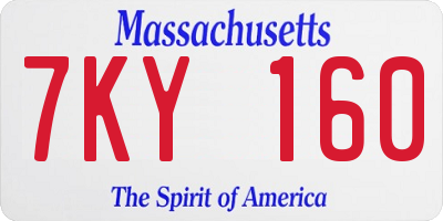 MA license plate 7KY160