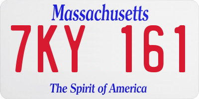 MA license plate 7KY161