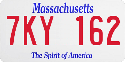 MA license plate 7KY162
