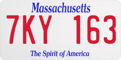 MA license plate 7KY163