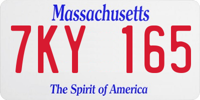 MA license plate 7KY165