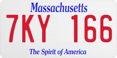 MA license plate 7KY166