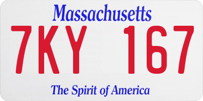 MA license plate 7KY167
