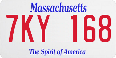 MA license plate 7KY168