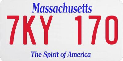 MA license plate 7KY170