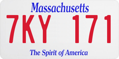 MA license plate 7KY171