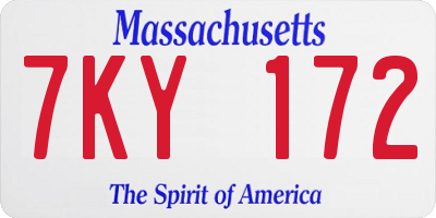 MA license plate 7KY172