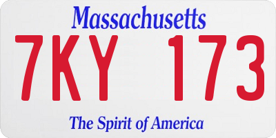 MA license plate 7KY173