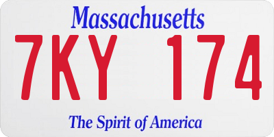MA license plate 7KY174