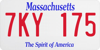 MA license plate 7KY175