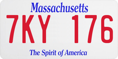 MA license plate 7KY176