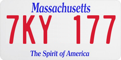 MA license plate 7KY177