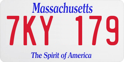 MA license plate 7KY179