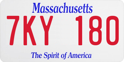 MA license plate 7KY180