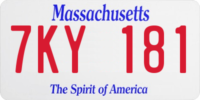 MA license plate 7KY181