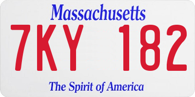 MA license plate 7KY182