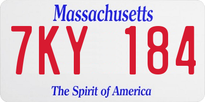 MA license plate 7KY184