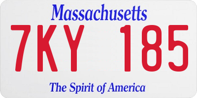 MA license plate 7KY185