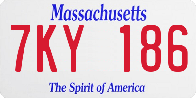 MA license plate 7KY186