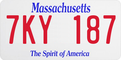 MA license plate 7KY187