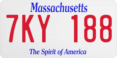 MA license plate 7KY188