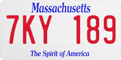 MA license plate 7KY189