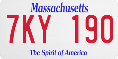 MA license plate 7KY190