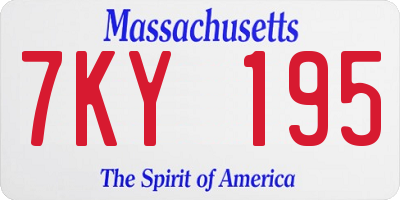 MA license plate 7KY195