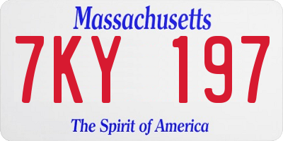 MA license plate 7KY197