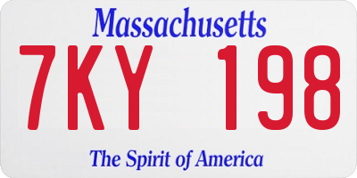MA license plate 7KY198
