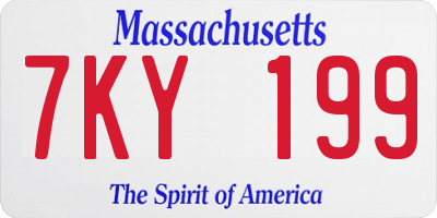 MA license plate 7KY199