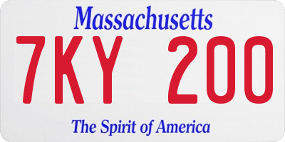 MA license plate 7KY200