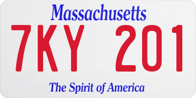 MA license plate 7KY201