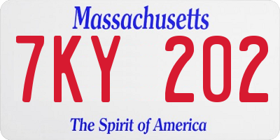 MA license plate 7KY202